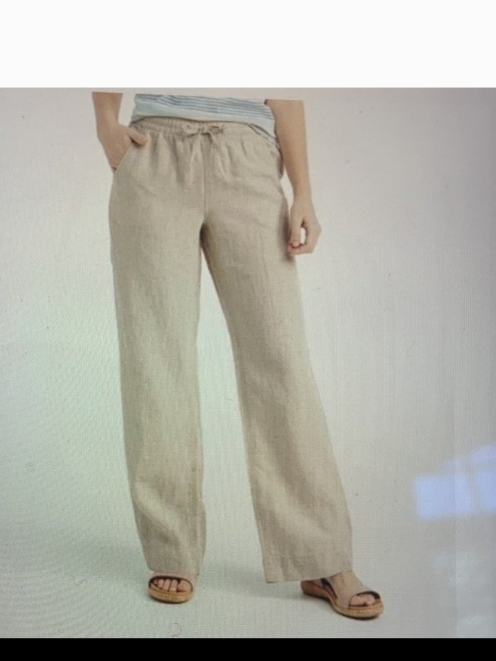 Valerie Stevens Linen Beige Boot Cut Pants